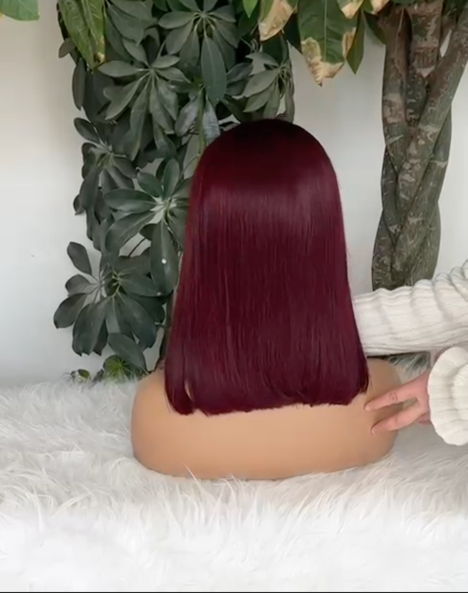 Dieulou Hair Red Bob Wave 6 Inch