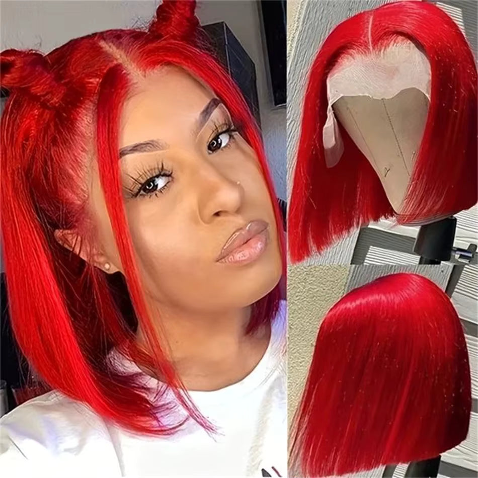 Dieulou  Hair 13x4 Red Bob Wigs Hot Sale